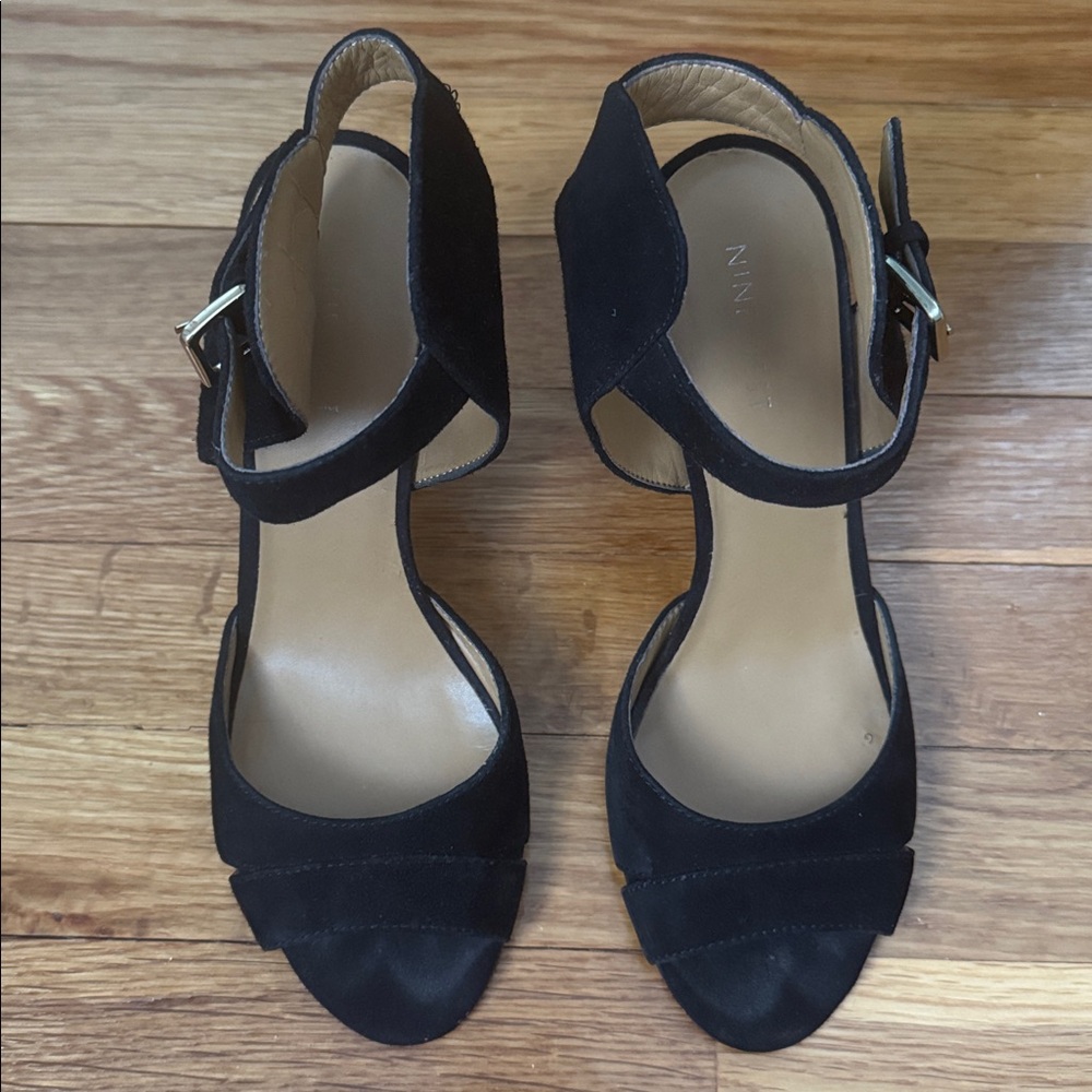 Nine West Black Strappy Heels